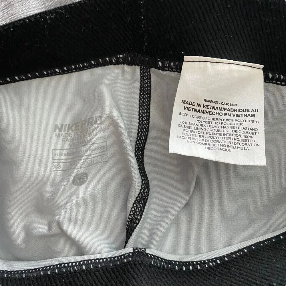 Nike Pro XS Compression Leggings Printed Gray Black Cropped Workout